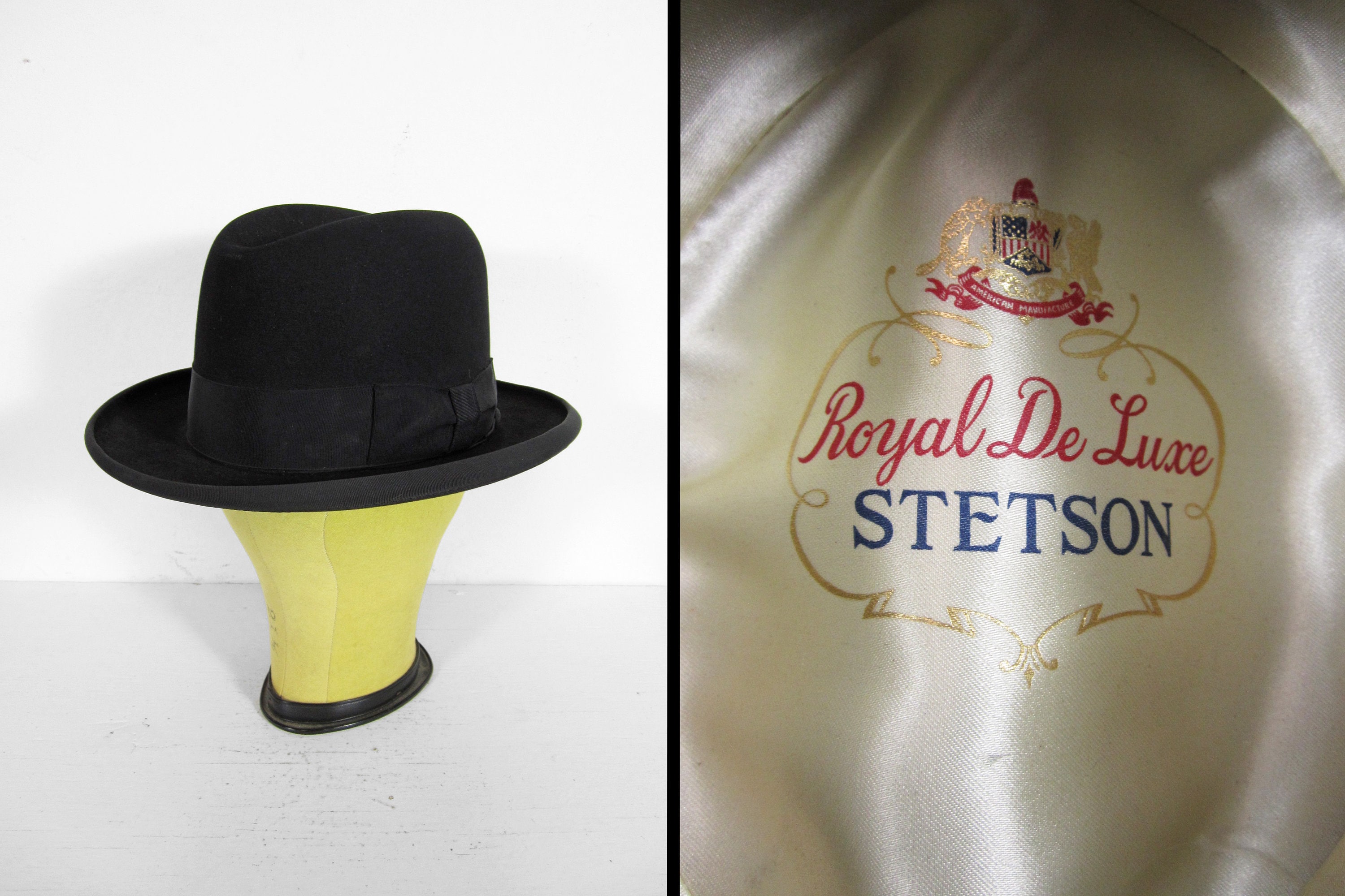 Vintage Stetson Royal Deluxe Homburg Black Hat St Regis Size - Etsy