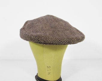 Vintage Stetson Flat Cap Tweed Herringbone Hat - Size Small