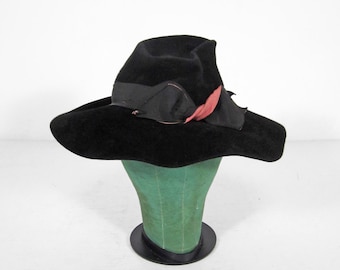 Vintage 40s Black Felt Women's Hat
