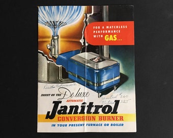 1940s Janitrol Furnace Brochure Gas Conversion Burner Color Ad