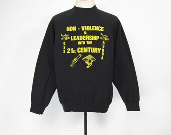 Vintage Black Alliance Sweatshirt SUNY Albany 90s Raglan - Size Large