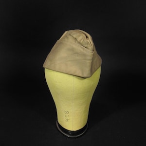 WWII US Army Garrison Cap Khaki NOS Military Wedge Hat Size 7 3/8