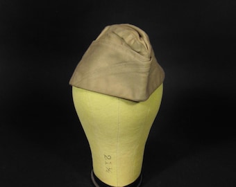 WWII US Army Garrison Cap Khaki NOS Military Wedge Hat Size 7 3/8