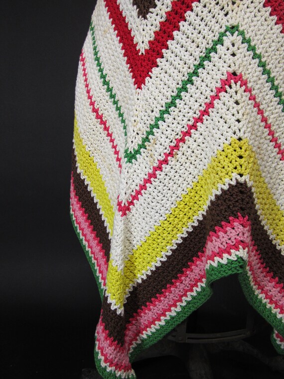 Vintage Crochet Knit Dress Afghan Zig Zag One of … - image 8