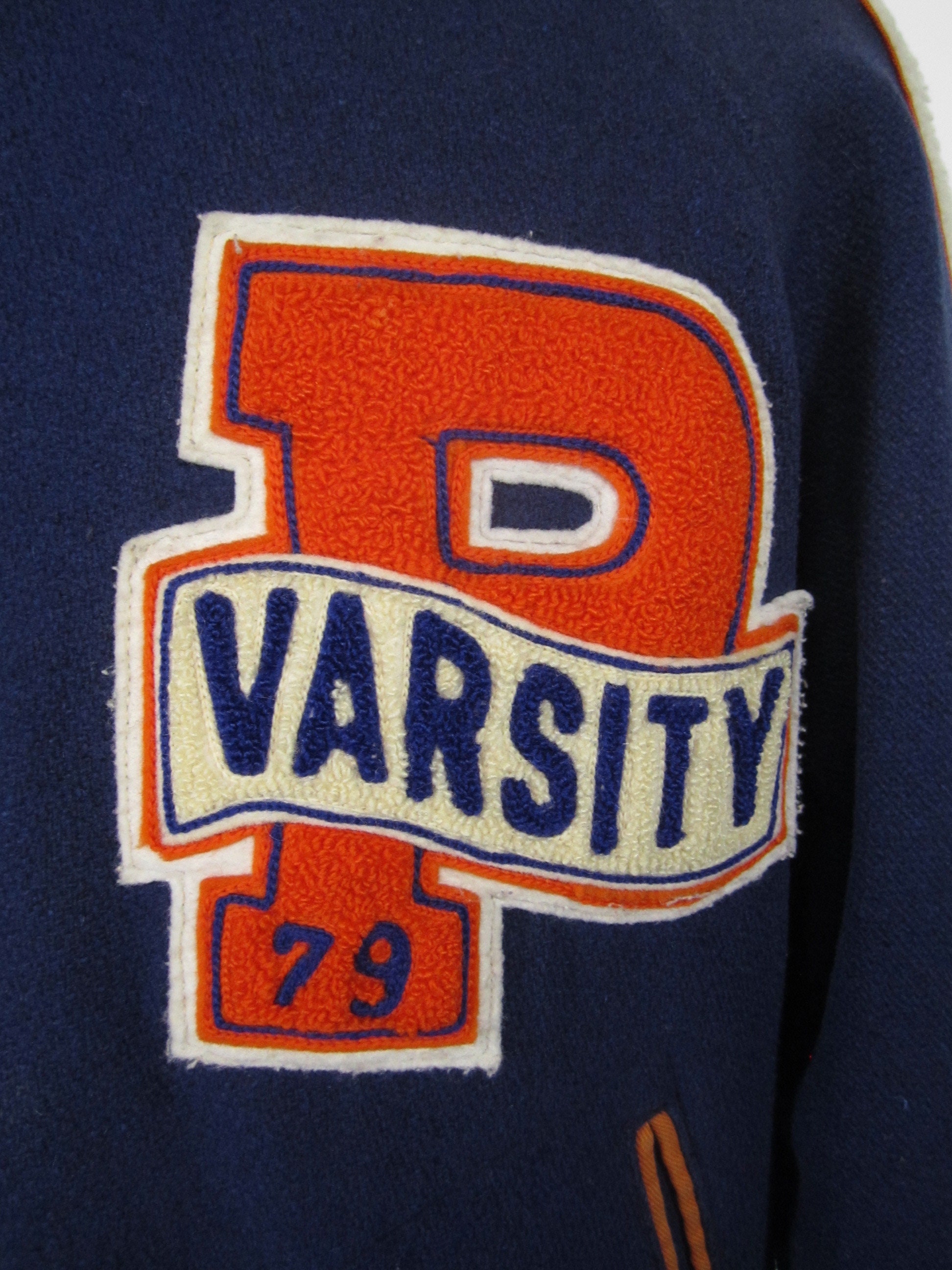 Vintage 1979 Varsity Jacket Reversible Blue Orange Letterman Coat 