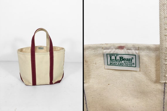 Vintage LL Bean Boat and Tote Bag Red and Natural Canvas 