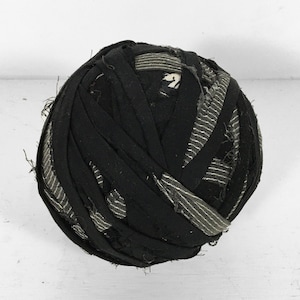 Antique Rag Ball Victorian Black Calico Large Material Scrap Found Object