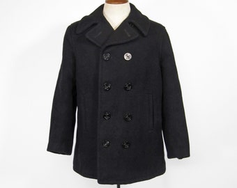 40s　NAVAL CLOTHING FACTORY PEA COAT BLK H14W-Peacoat-8-button-naval-