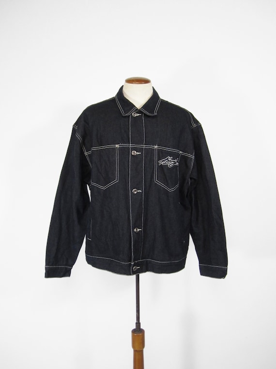 Vintage Karl Kani 90s Denim Jacket Hip Hop Dark Wash Baggy Vintage Karl Kani 90s Denim Jacket Hip Hop Dark Wash Baggy