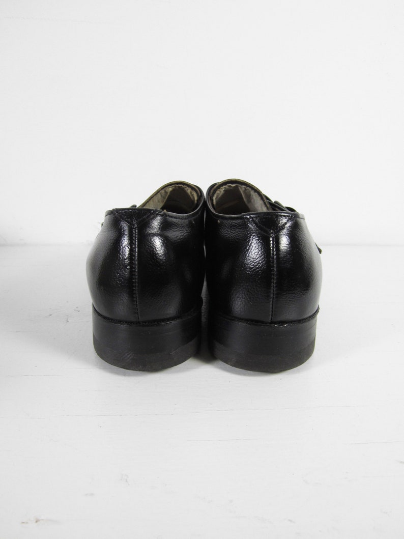 Vintage Monk Strap Shoes NOS Black Leather Montgomery Ward Size 9 E image 6