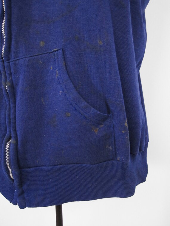 Vintage Zip Sweatshirt Vest 80s Thrashed Work Ves… - image 4