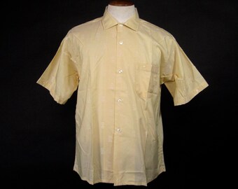 Vintage 60s BVD Shirt NOS Yellow Short Sleeve Cotton - Large