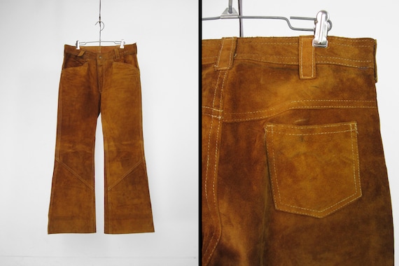 Vintage 60s Leather Pants Hippie Suede Men's Bell