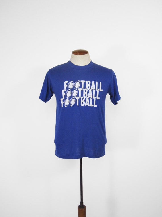 Vintage 80s Football T-shirt Blue Sneakers Brand … - image 2