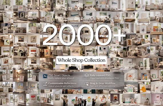 2000+ Ultimate Frame Mockup Bundle – Whole Shop Collection, Wall Art Mockup PSD, Photoshop & Photopea Compatible