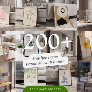 Paquete de más de 200 maquetas PSD de marcos para múltiples habitaciones: presentación de diseño de interiores (descarga digital)