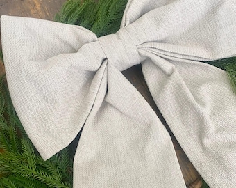 Large Fabric Wreath Bow Plain Oversized Bow Plain Bow Linen Door Bow Front Door Bow Large Fabric Bow Oversized Door Bow