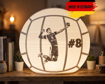 Lampada da pallavolo personalizzata - Luce notturna con foto 3D, regalo sportivo, regalo per giocatori, luce d'atmosfera a LED, realizzata in Germania
