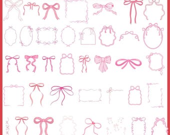 Boho Ribbon SVG Bundle, Hand-Drawn Bow Clipart (Digital Download)