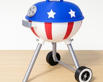 American Flag Mini Kettle Grill Desk Toy – Patriotic BBQ Desk Décor!