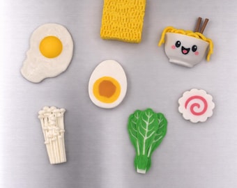 Ramen Fridge Magnets Set | Ramen Bowl & Toppings | Kitchen Decor Gift