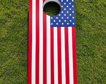 3D Printed Portable Foldable  American Flag Cornhole Game Set |  Patriotic Outdoor Yard Game