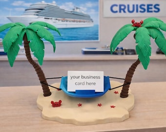 Tropical Business Card Holder | Beach Desk Decor | Palm Tree Card Display | Office Organizer