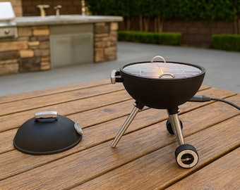 Mini Kettle Grill Desk Lamp – Flickering Fire LED | Unique BBQ-Themed Desk Décor & Gift