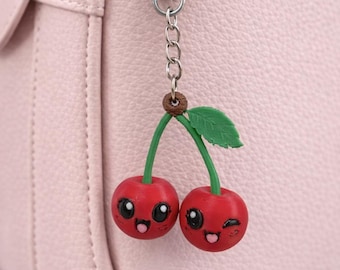 Kawaii Cherry Keychain –Cherry Charm for Bag, Backpack & Keys