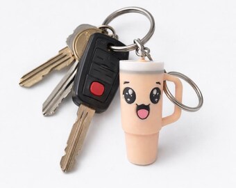 Kawaii Tumbler Keychain, Charm| Purse & Backpack Charm | Coffee Lover Gift