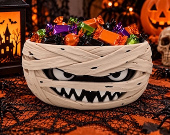 Mummy Candy Bowl, Scary Halloween Treat Holder, Spooky Party Decor, 3D Printed