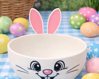 Easter Candy Bowl – Bunny Face with Ears | Spring Decor | Easter Gift | 3D Printed