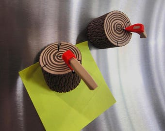 Tree Stump With Hatchet Fridge Magnet | Kitchen Decor Gift