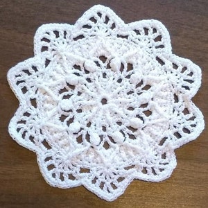 Crocheted small white doily (029)