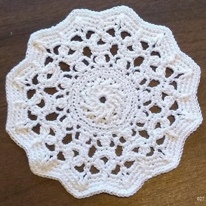 Crocheted Small White Doily (Item 027)