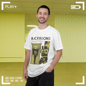 Backrooms Film Graphic T-shirt - Front Design | Horror Film Tee White