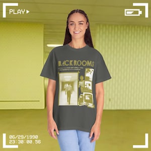 Backrooms Film Graphic T-shirt - Front Design | Horror Film Tee Pepper