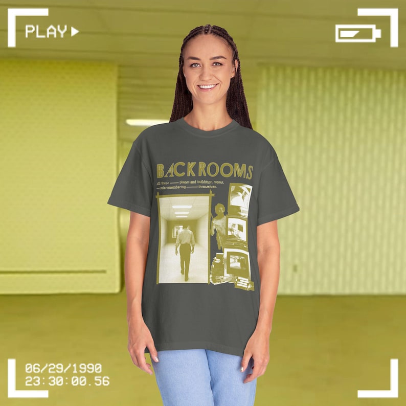 Backrooms Film Graphic T-shirt - Front Design | Horror Film Tee Pepper