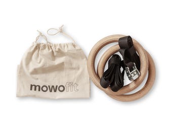 MowoFit Beech Wood Gym Rings with Straps