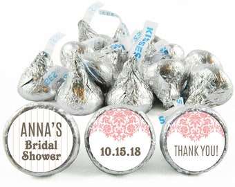 Pink, any color, Bridal Shower Labels for Hershey's Kisses. Shower Kiss Stickers - Bridal Shower Favors - Set of 108