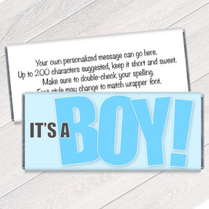 Set of 12 - It&#39;s A Boy Baby Shower Favors - It&#39;s a Boy Personalized Candy Bar Wrappers - It&#39;s a Boy Chocolate - Personalized Shower Favors