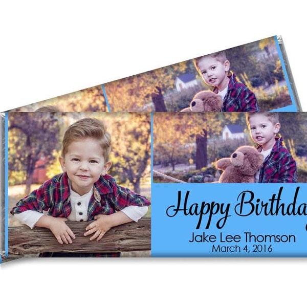 Personalized Candy Bar Wrappers with Photos - Personalized Photo Birthday Party Favors - Chocolate Birthday Favors - Set of 12