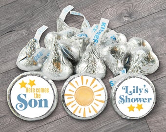 Here Comes the Son Baby Shower Favors: Hershey Kiss Labels (Set of 108)