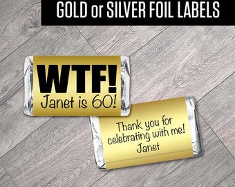 Personalized Foil Labels: Mini Candy Wrappers (Set of 42)