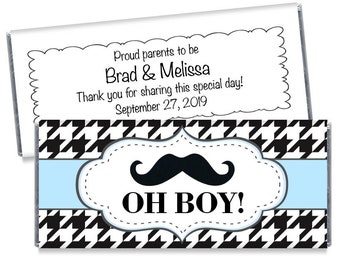 Set of 12 - Oh Boy! Boy Baby Shower Candy Bar Wrappers. Oh Boy Baby Shower Favors. Baby Shower Chocolate.