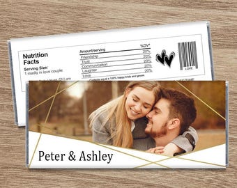Modern Wedding Candy Bar Wrappers - Wedding Party Favors - Wedding Wrappers for Hershey's Chocolate - Wedding Favors - Set of 12