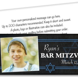 Bar Mitzvah Photo Candy Bar Wrappers, Bar Mitzvah Personalized Photo Party Favors image 1