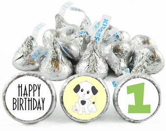 Set of 108 - Puppy Stickers for Hershey's Kisses. Puppy Party Birthday Kiss Labels - #IDBB157