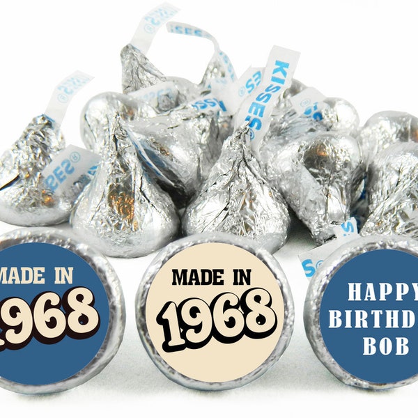 Made In Your Birth Year, Milestone Labels for Hershey's Kisses. Milestone Adult Kiss Stickers. 40, 50, 60 any age - Set of 108