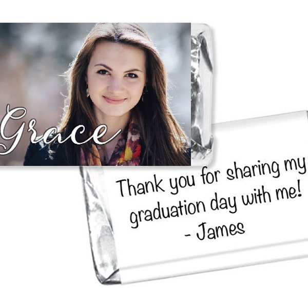 Class of 2024 Photo Mini Candy Bar Labels - Graduation Mini Candy Wrappers Photo and Name - Mini Candy Wrappers for Graduation - Set of 42